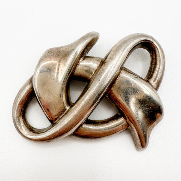Mikal-Jon Bayanihan Sterling Silver Brooch Vtg Modernist Biomorphic Knot Signed - Picture 13 of 13